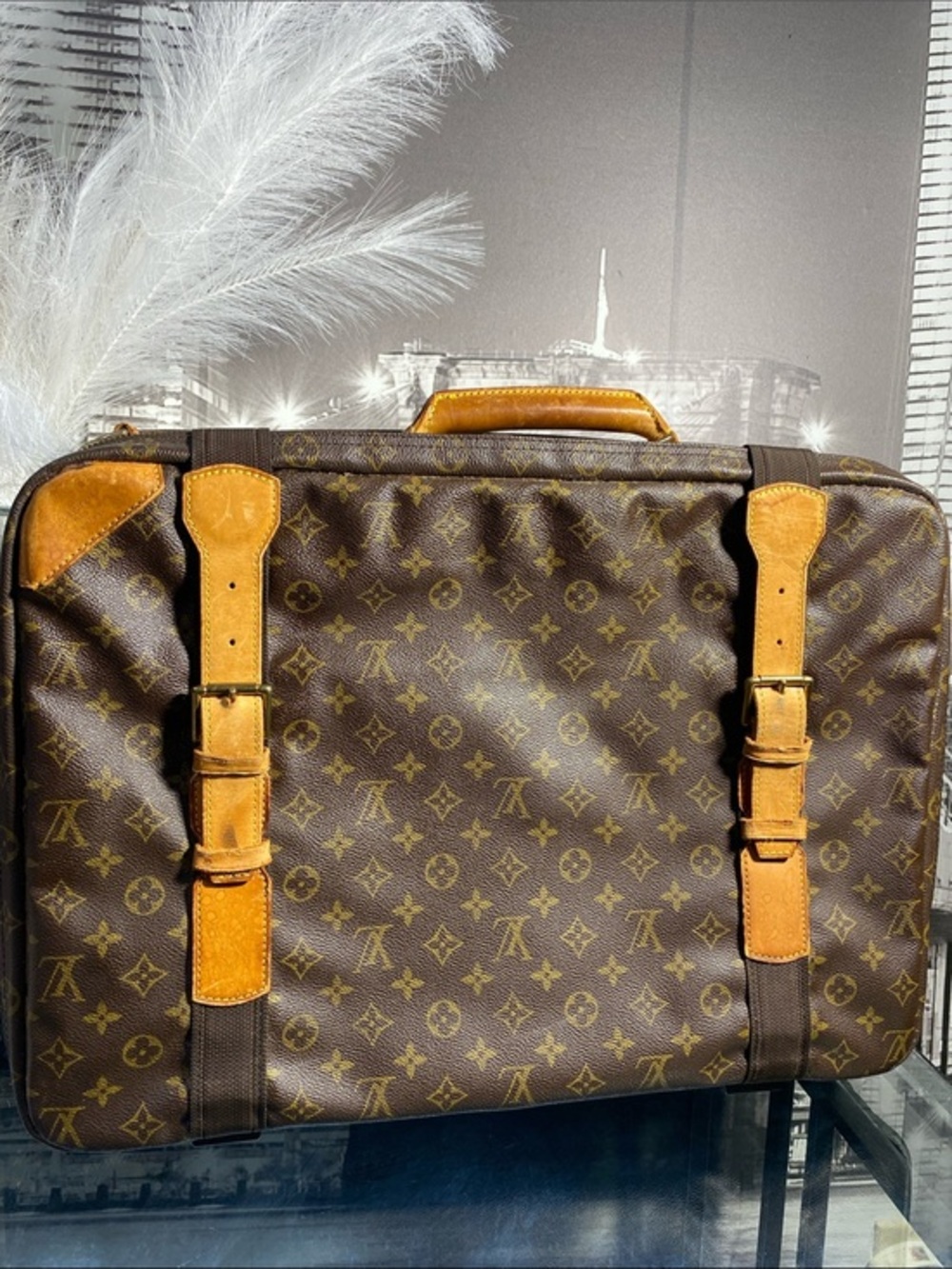 Authentic Louis Vuitton Brown Monogram Canvas Travel Bag Suitcase